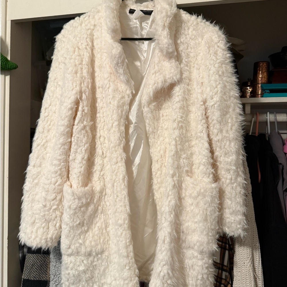 Women's White Faux Fur Coat